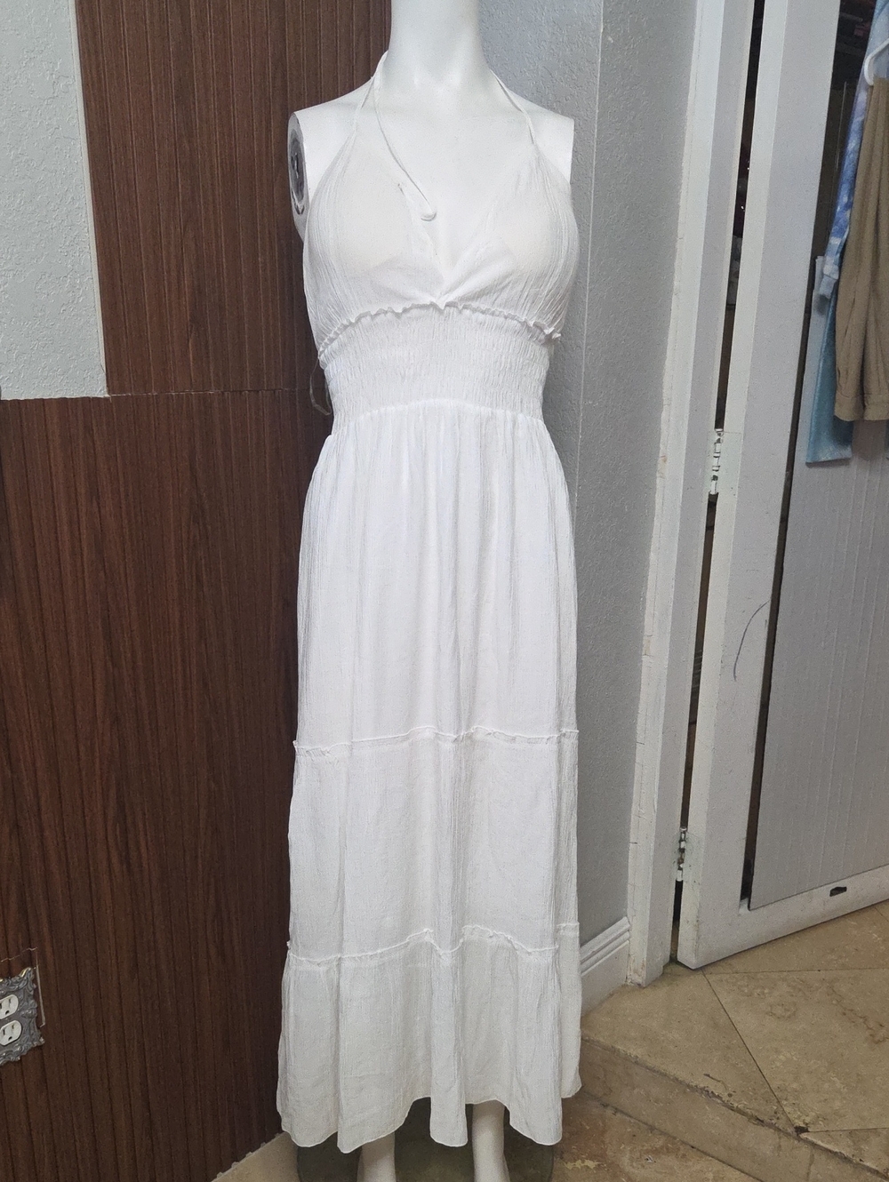 White Fit and Flare Dress | Flowy A-Line Summer Dress Medium Size [1840]